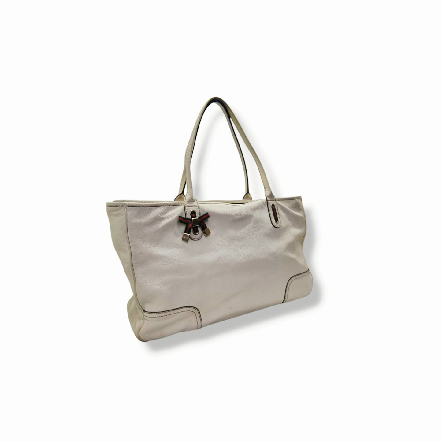 Gucci Princy Large Leather Shoulder Bag Ghw (White)