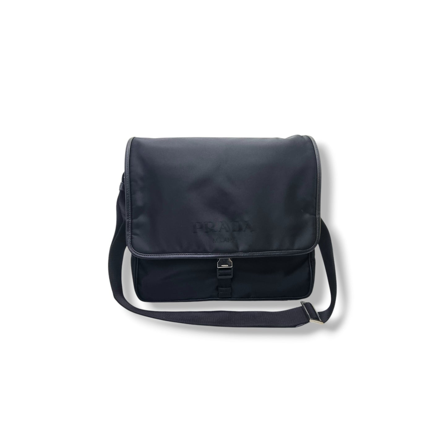 Prada V166 Tessuto Messenger Bag Shw (Black)