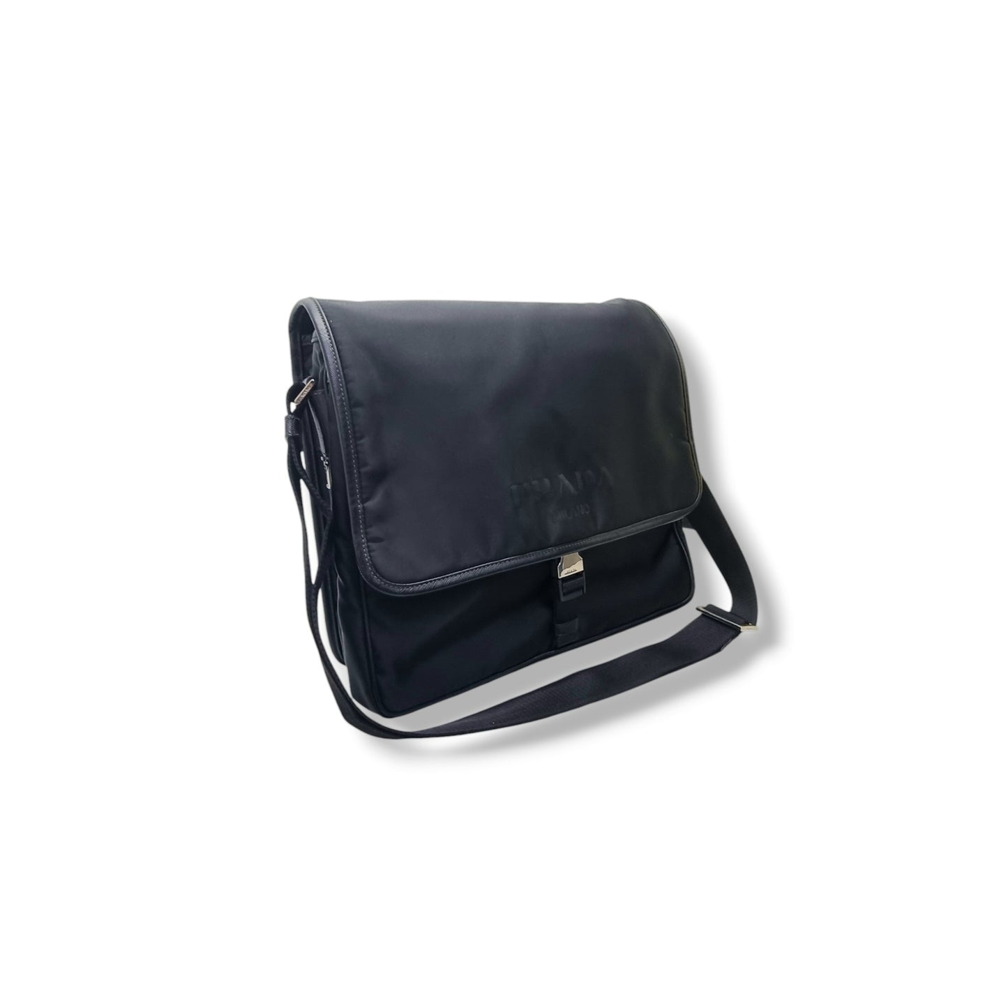 Prada V166 Tessuto Messenger Bag Shw (Black)