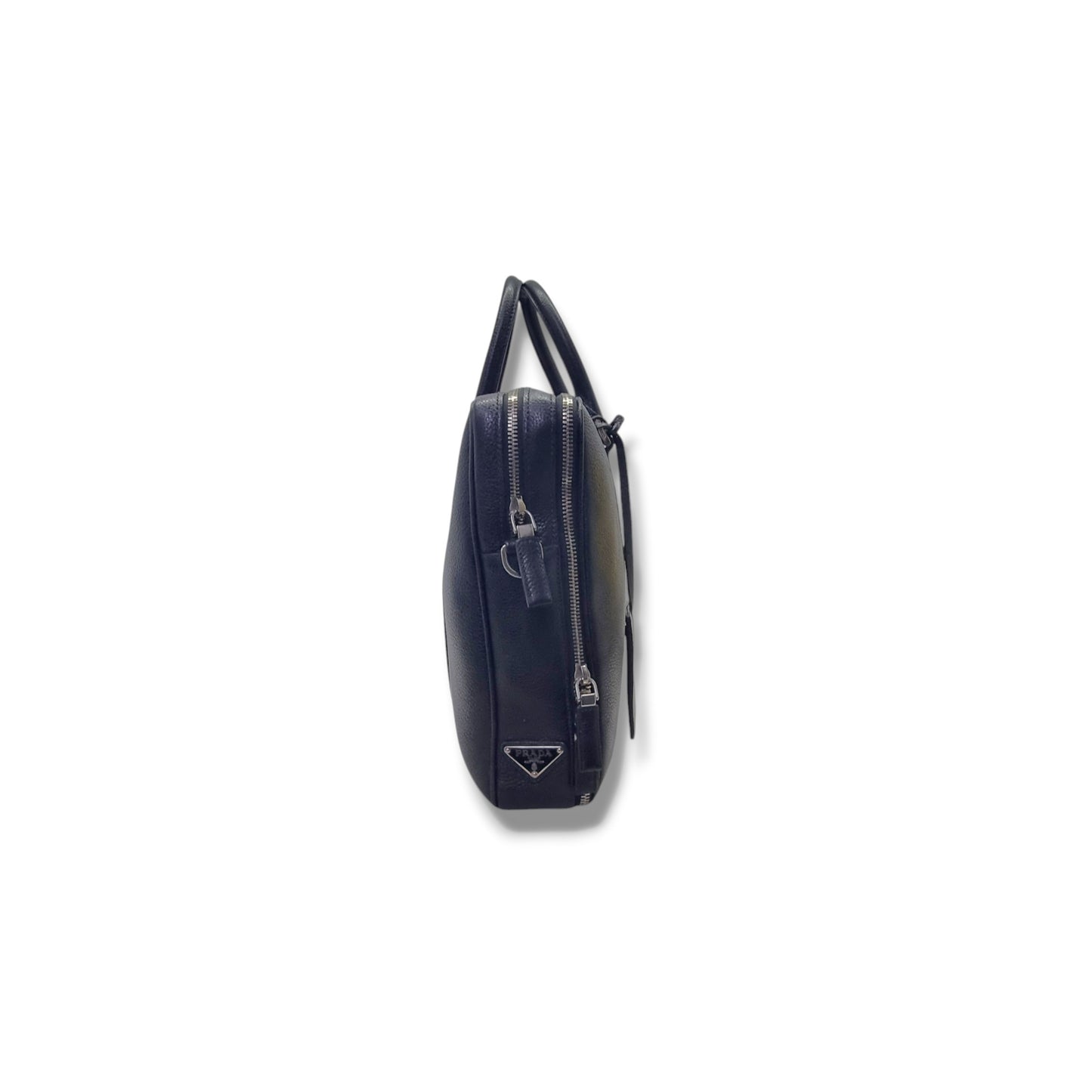 Prada Saffiano Grained Leather Document Bag Shw (Black)