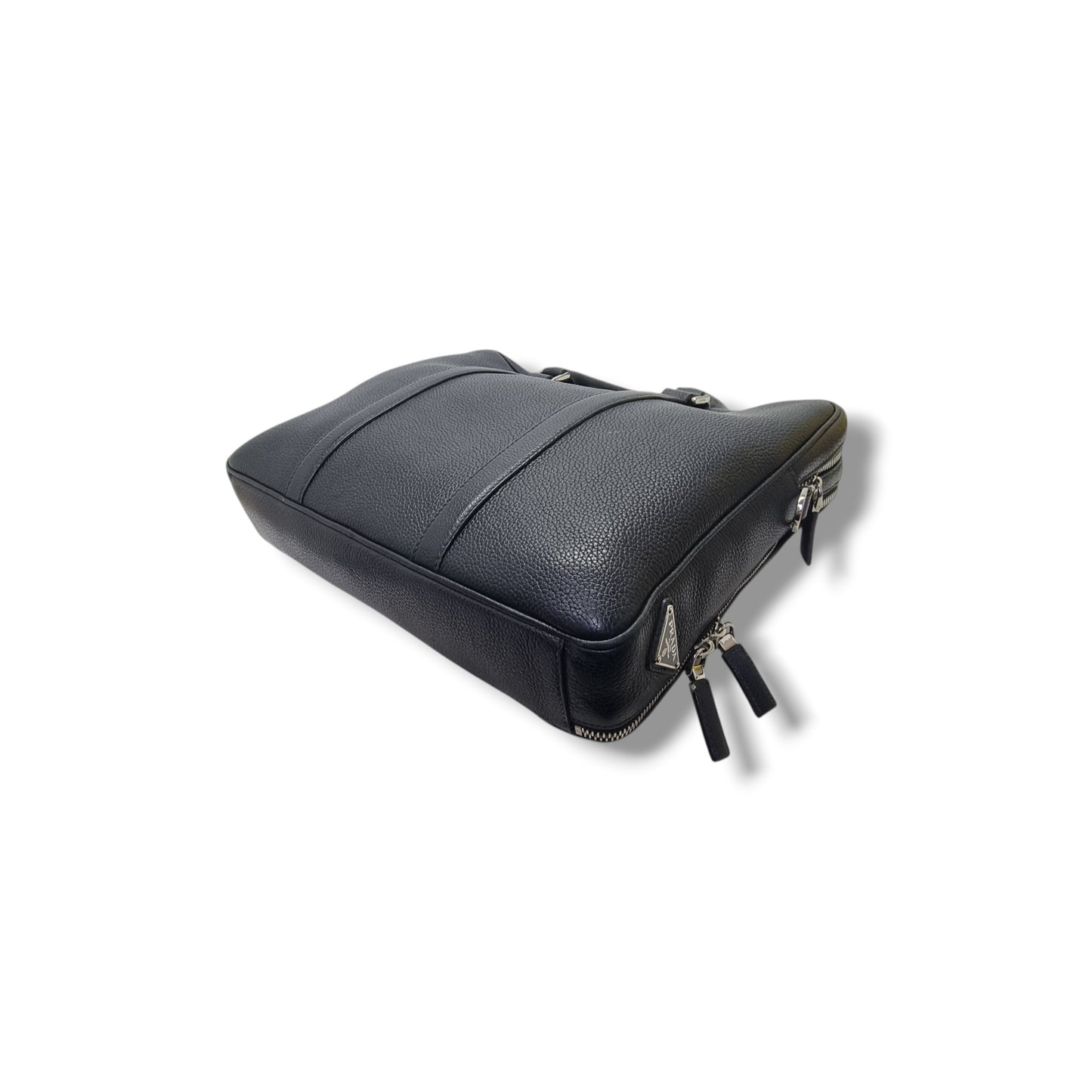 Prada Saffiano Grained Leather Document Bag Shw (Black)