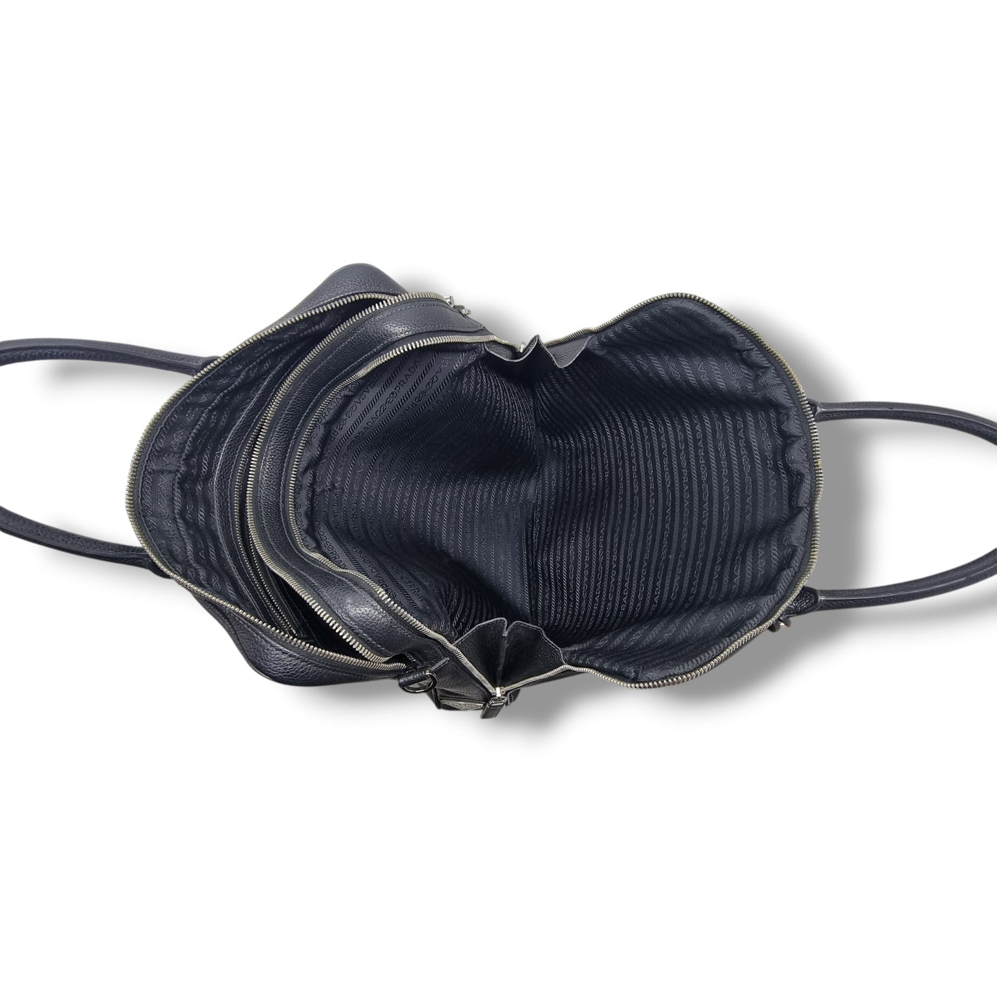 Prada Saffiano Grained Leather Document Bag Shw (Black)