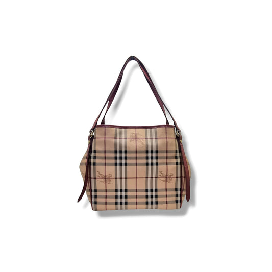 Burberry Haymarket Check Canterbury Canvas Hobo Bag Ghw (Red)