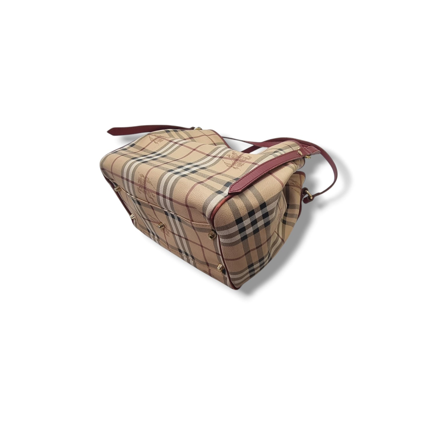 Burberry Haymarket Check Canterbury Canvas Hobo Bag Ghw (Red)