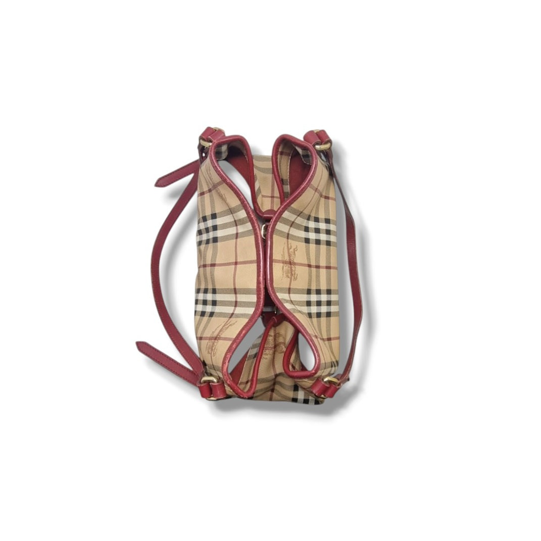 Burberry Haymarket Check Canterbury Canvas Hobo Bag Ghw (Red)