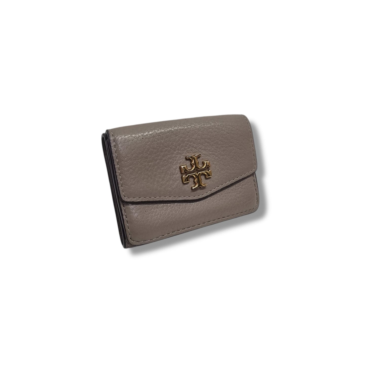 Tory Burch Wallet Kira Tri Fold Mini Pebbled Leather Ghw ( Grey)