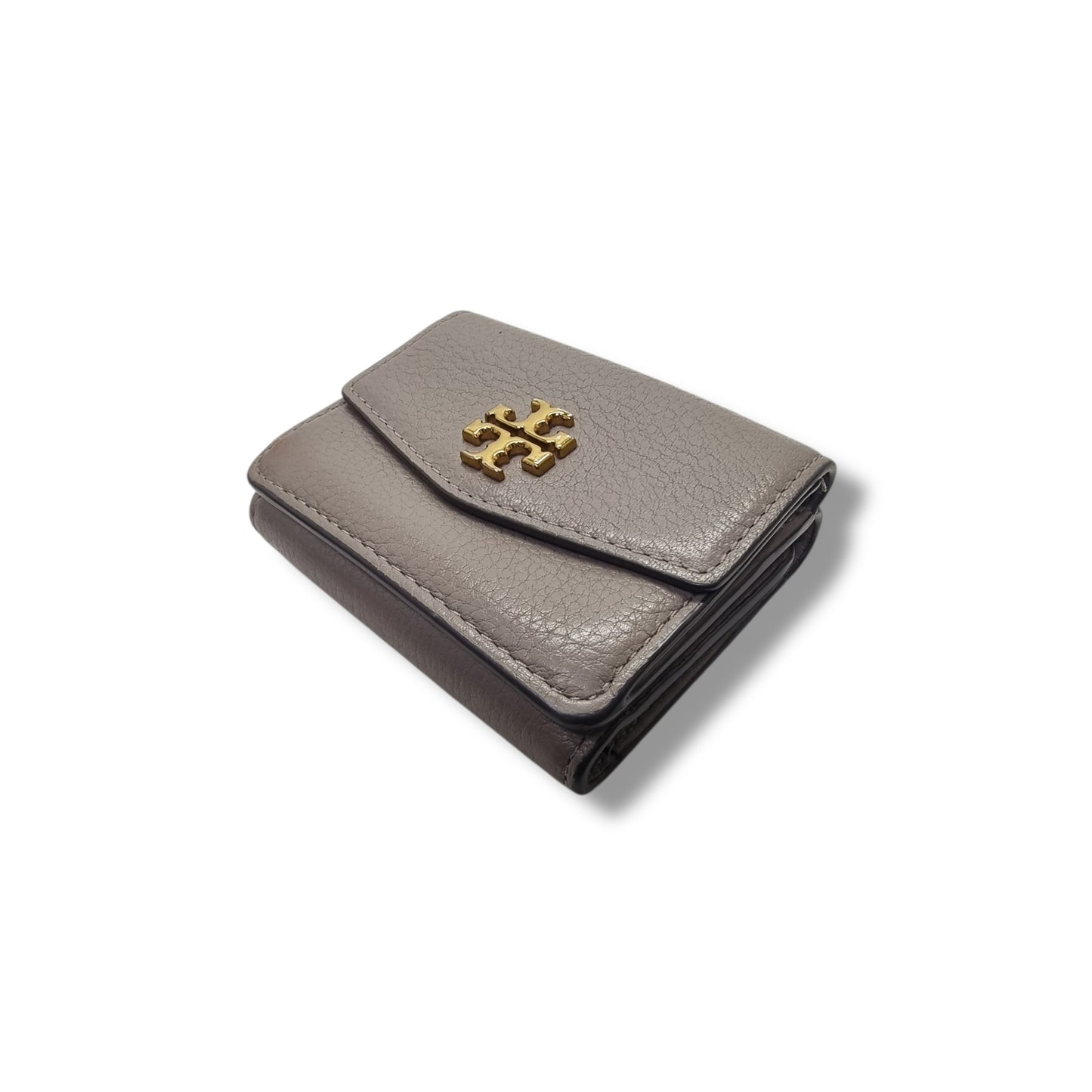 Tory Burch Wallet Kira Tri Fold Mini Pebbled Leather Ghw ( Grey)