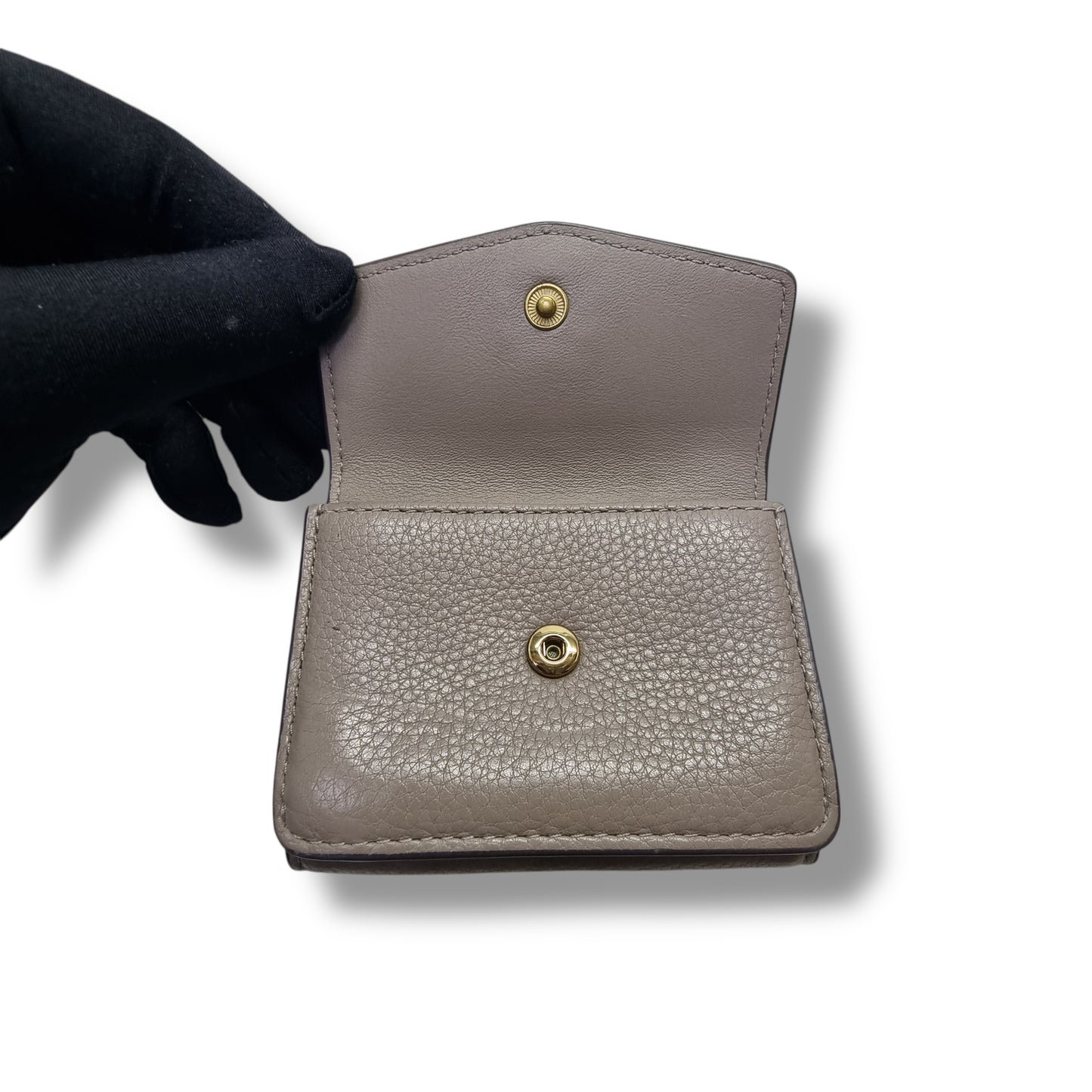 Tory Burch Wallet Kira Tri Fold Mini Pebbled Leather Ghw ( Grey)