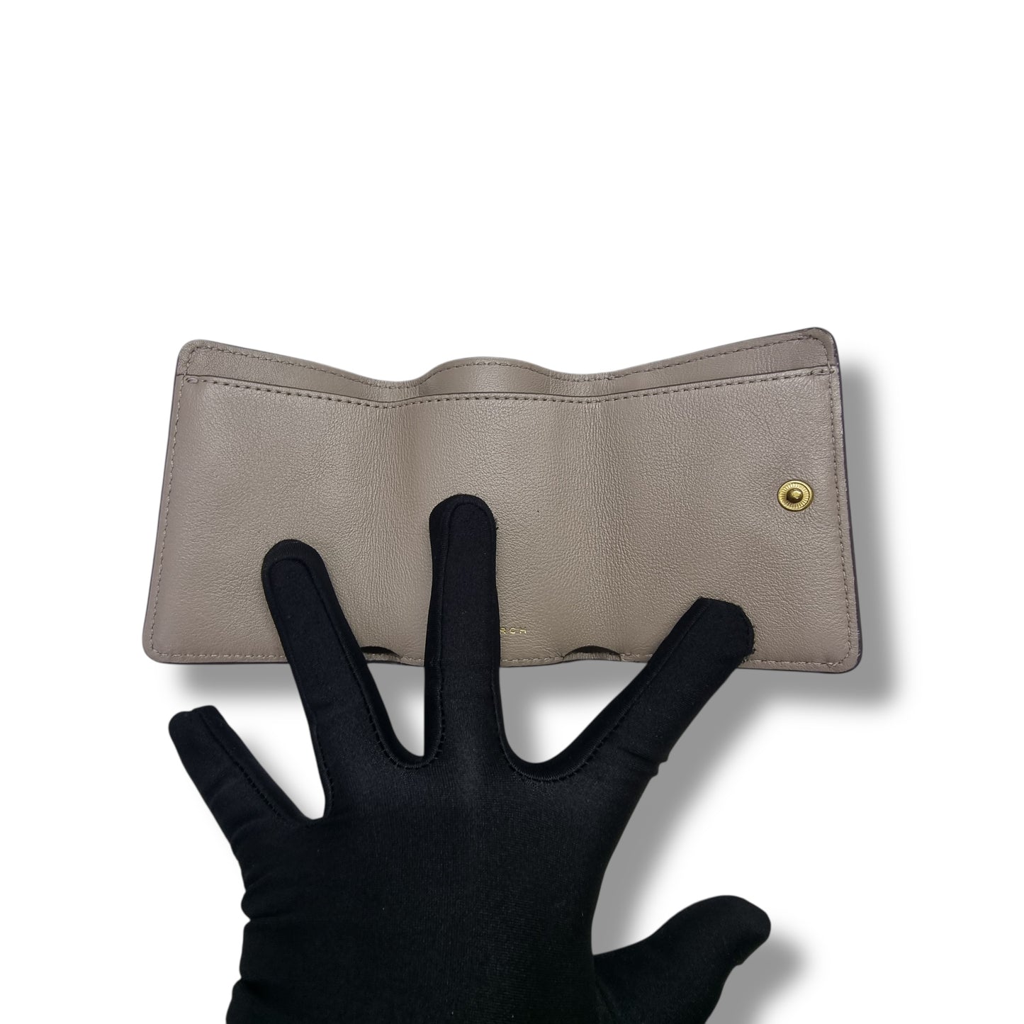 Tory Burch Wallet Kira Tri Fold Mini Pebbled Leather Ghw ( Grey)