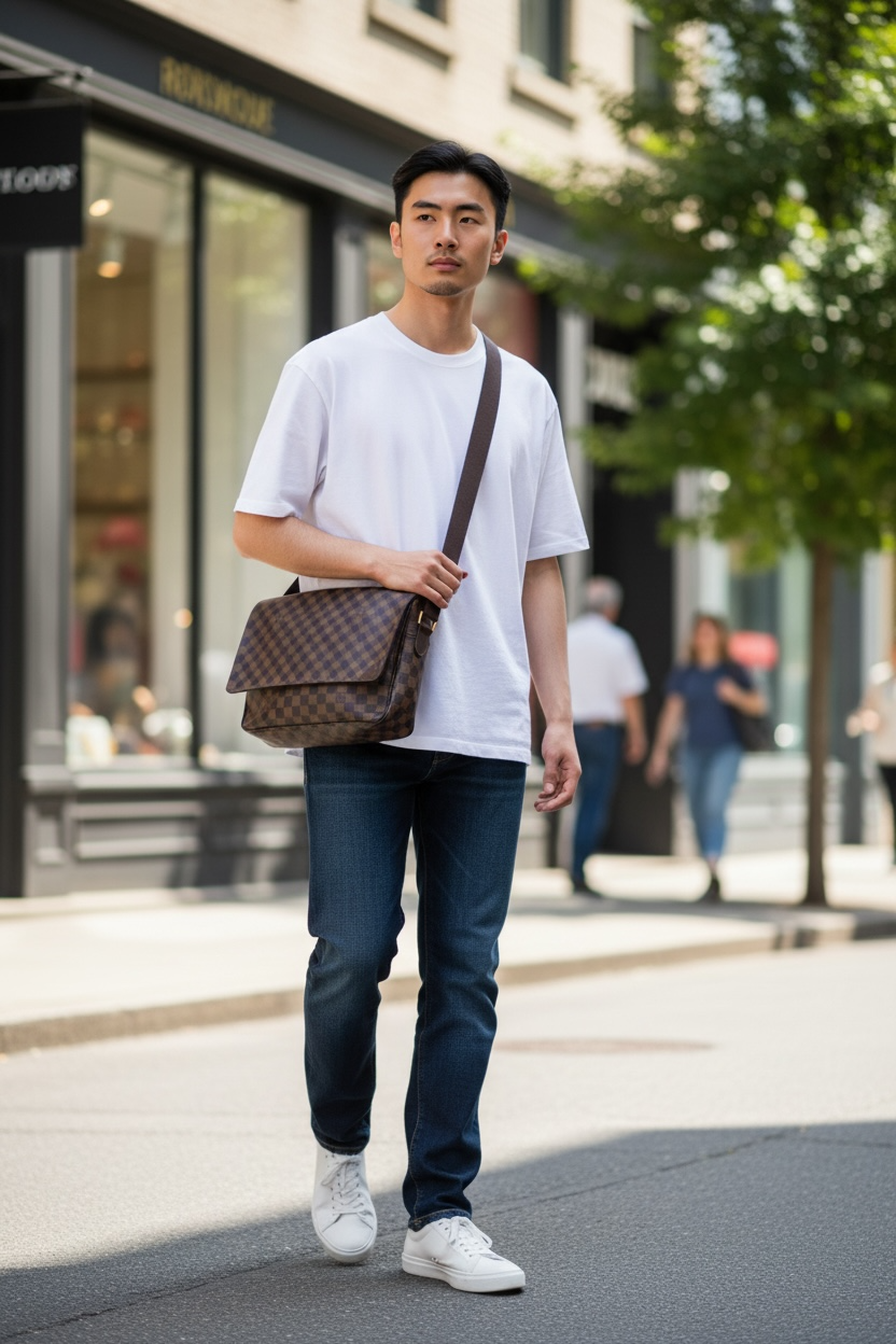 Louis Vuitton Shelton MM Messenger Bag Damier Ebene Ghw
