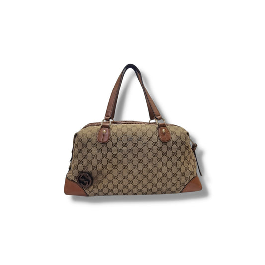 Gucci GG Brick Lane Canvas Bowling Bag Ghw (Brown)