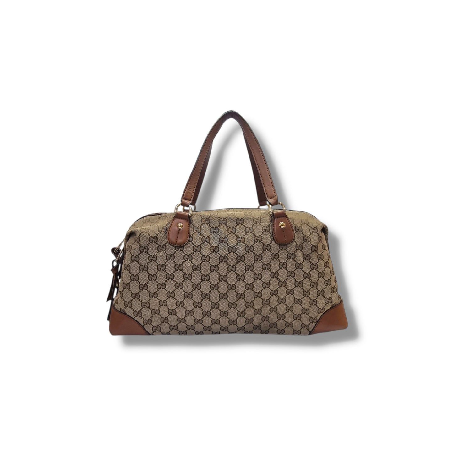 Gucci GG Brick Lane Canvas Bowling Bag Ghw (Brown)