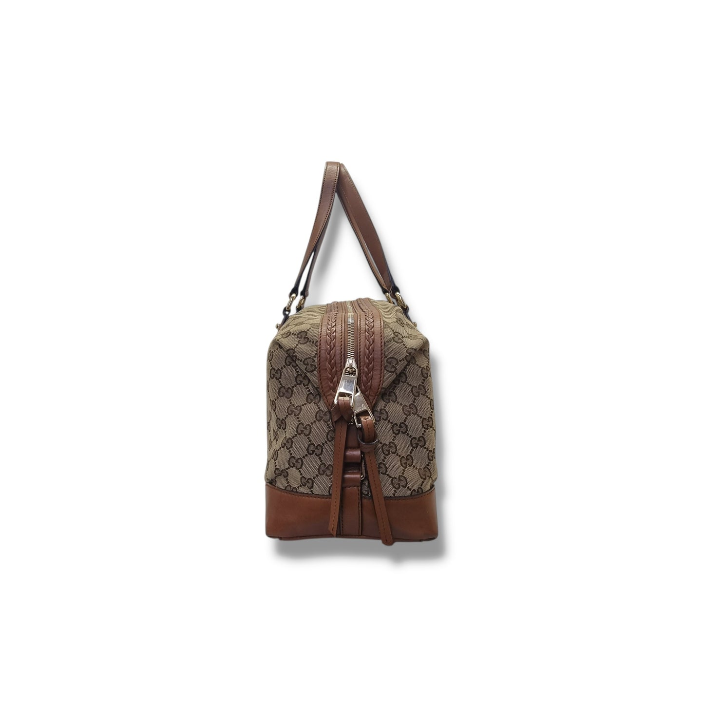 Gucci GG Brick Lane Canvas Bowling Bag Ghw (Brown)