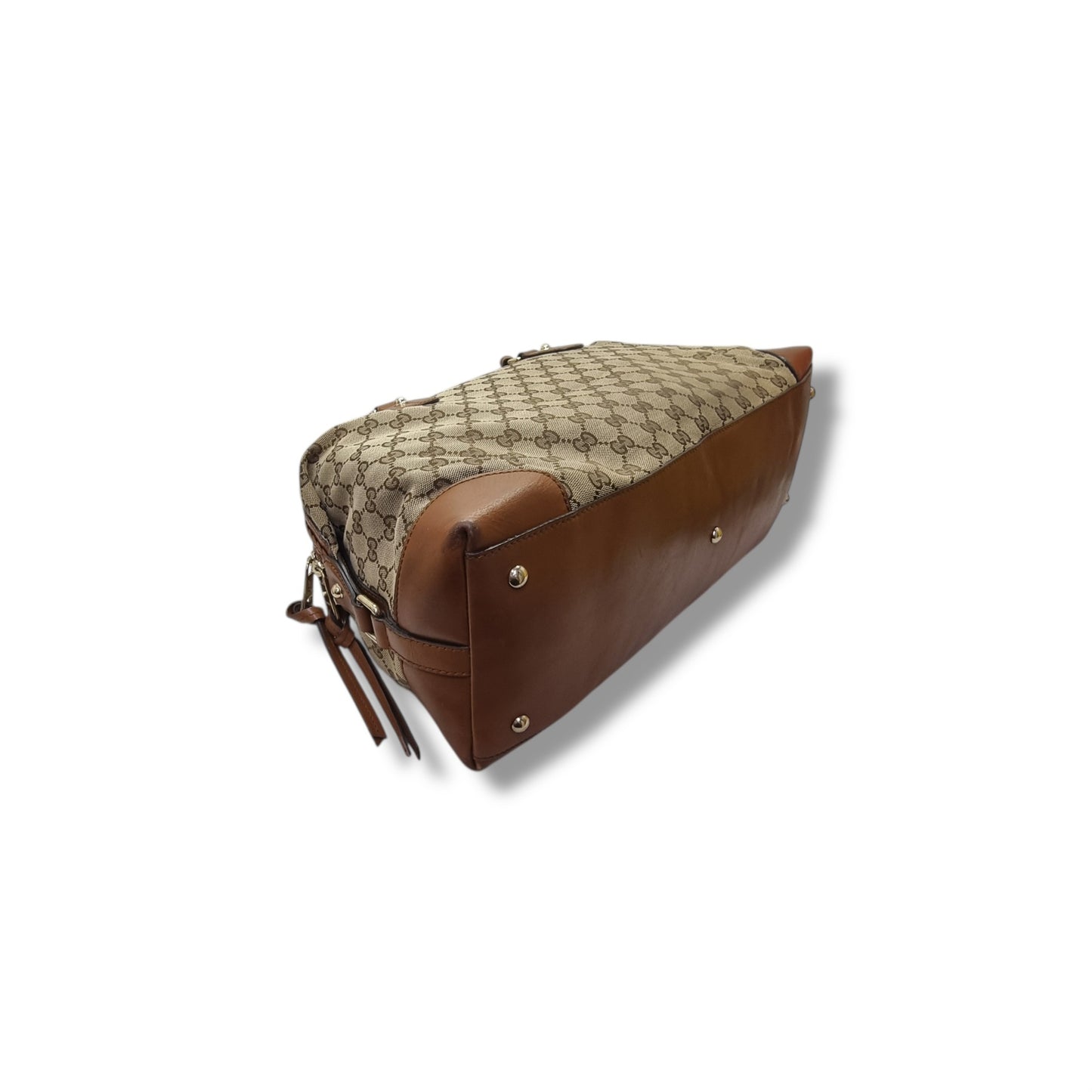 Gucci GG Brick Lane Canvas Bowling Bag Ghw (Brown)