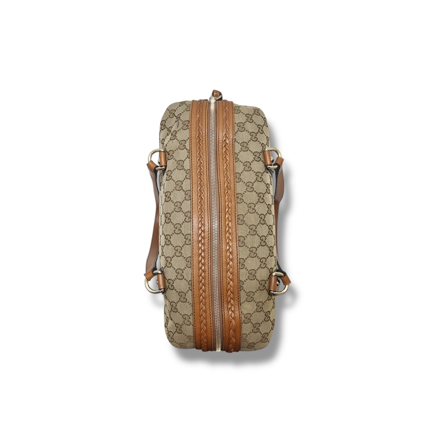Gucci GG Brick Lane Canvas Bowling Bag Ghw (Brown)