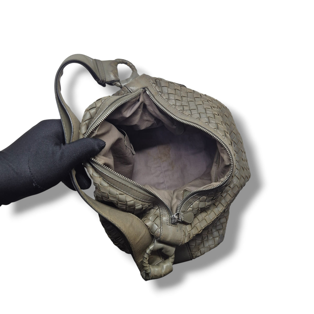 Bottega Veneta Intrecciato Leather Hobo Shoulder Bag (Olive)