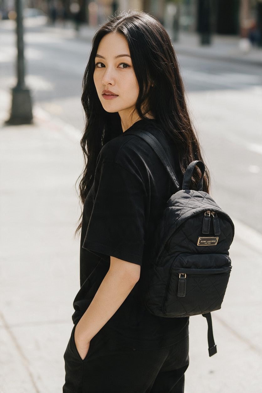 Marc Jacobs	Quilted Nylon Mini Backpack Ghw (Black)