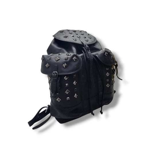 MCM Backpack Honshu Tantris Studded Canvas & Leather Shw (Black Monogram)