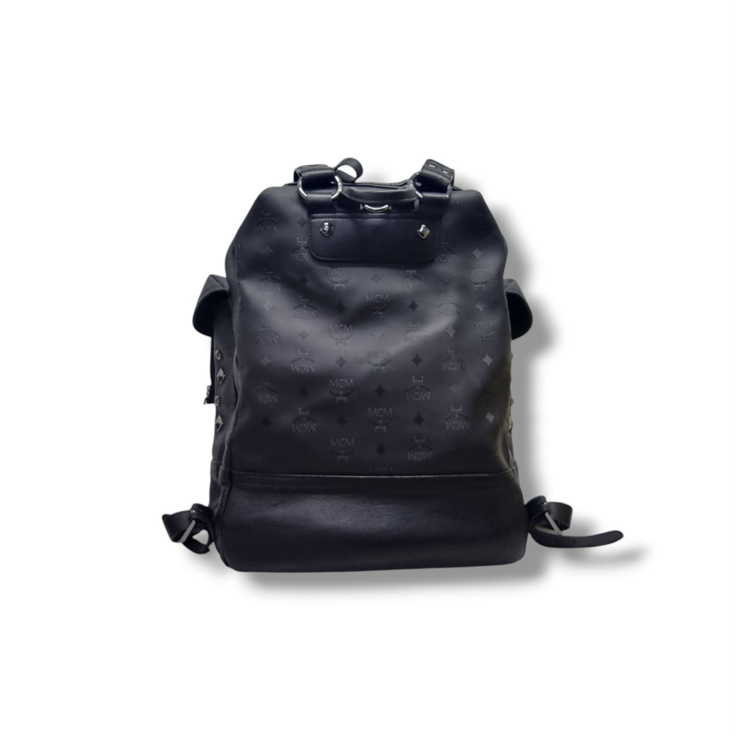 MCM Backpack Honshu Tantris Studded Canvas & Leather Shw (Black Monogram)