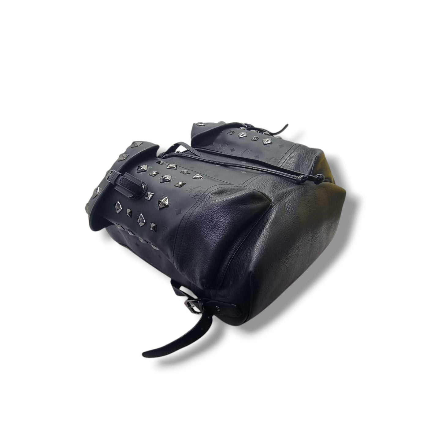 MCM Backpack Honshu Tantris Studded Canvas & Leather Shw (Black Monogram)