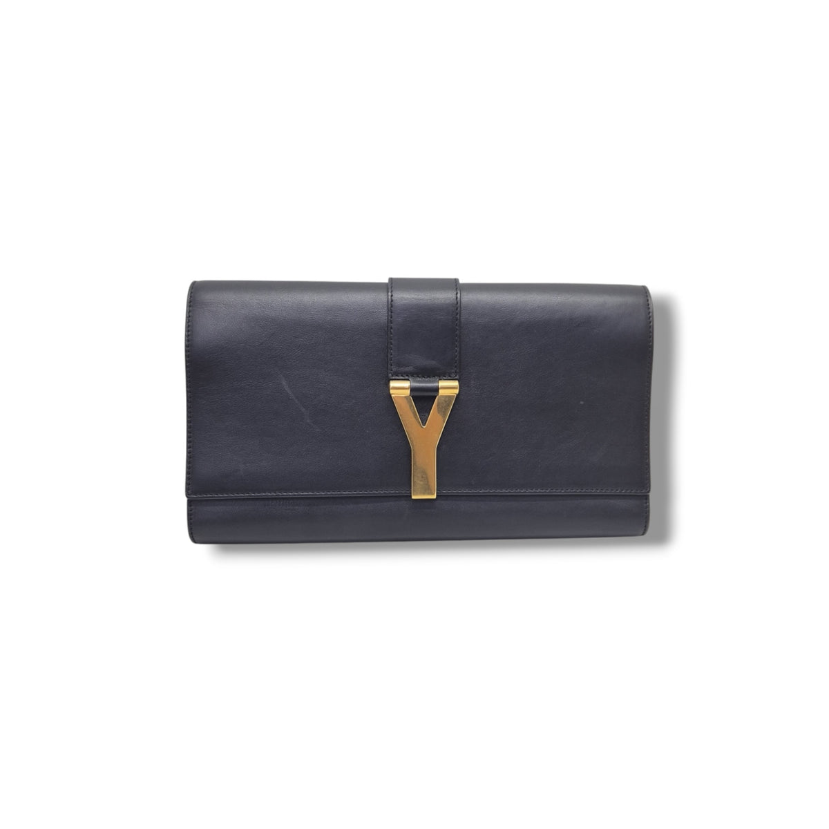 YSL Ligne Y Clutch Calfskin Leather Ghw (Black)