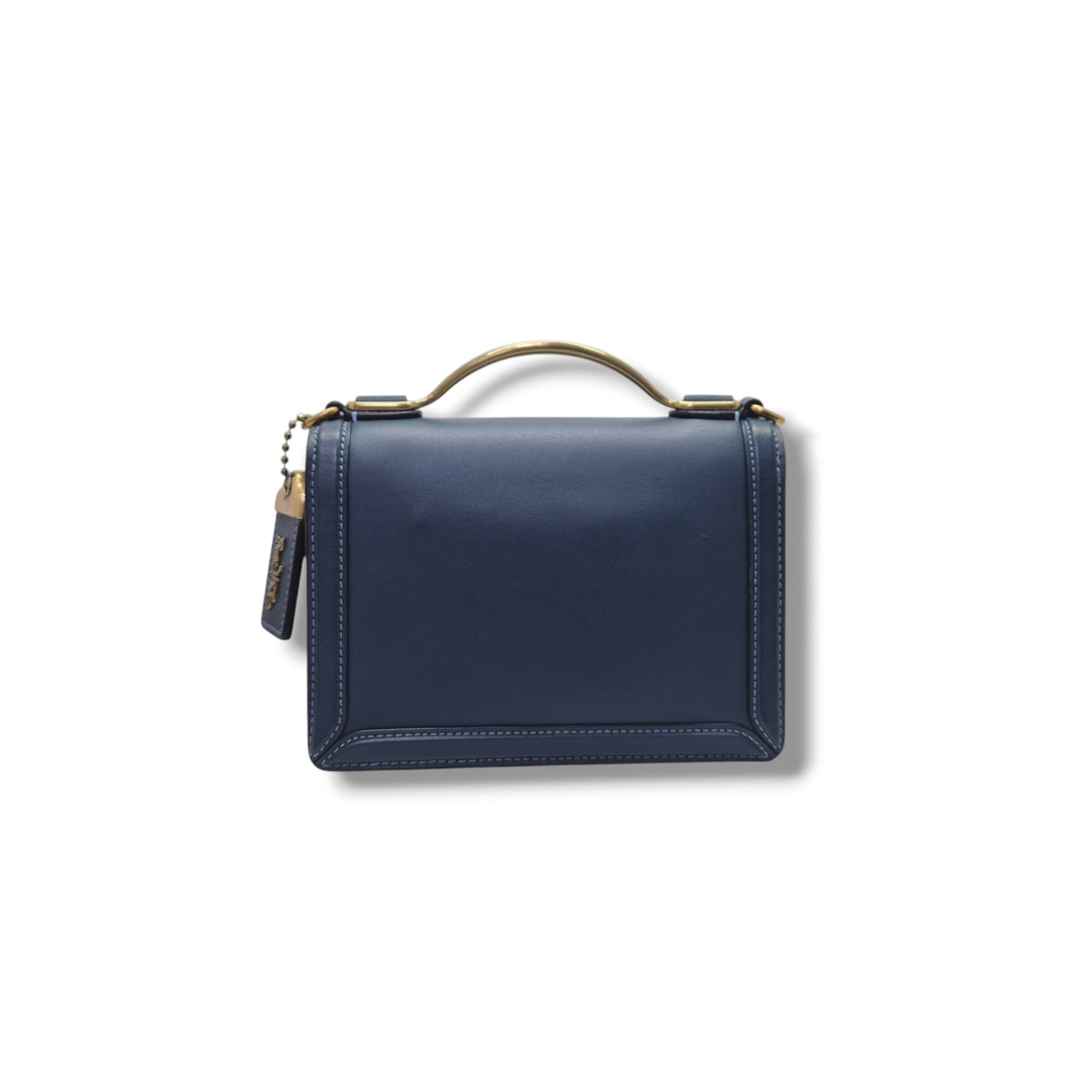 Coach Riley 18 Top Handle Leather Bag Ghw (Dark Blue)