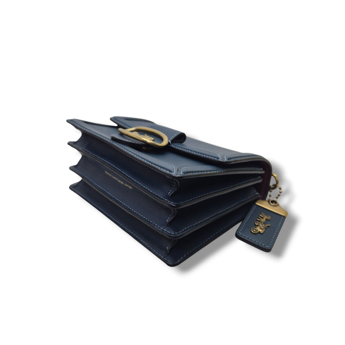 Coach Riley 18 Top Handle Leather Bag Ghw (Dark Blue)