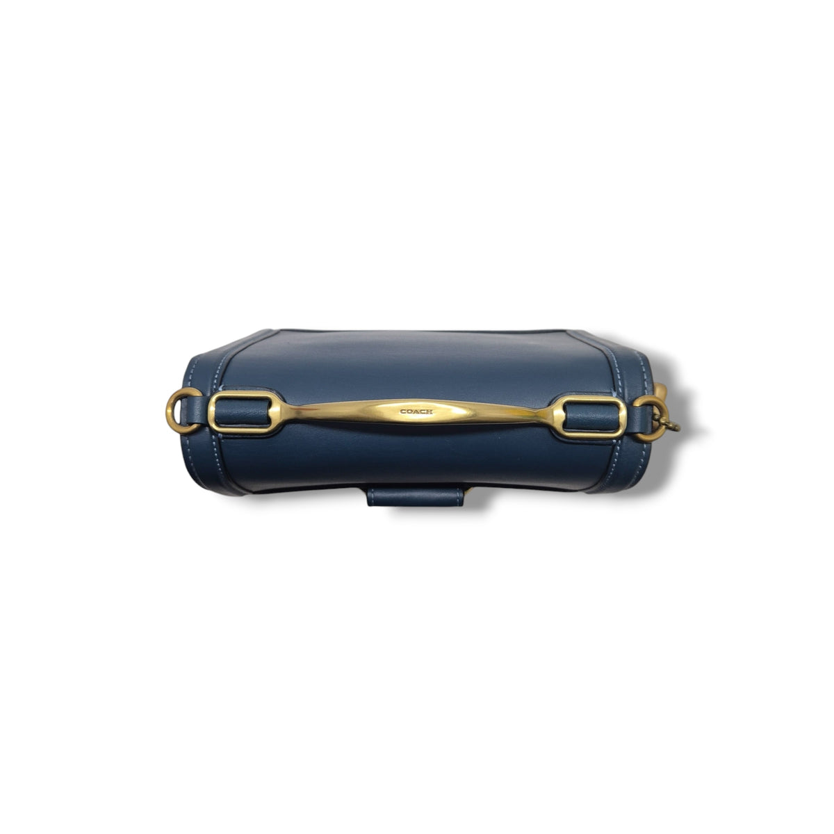 Coach Riley 18 Top Handle Leather Bag Ghw (Dark Blue)