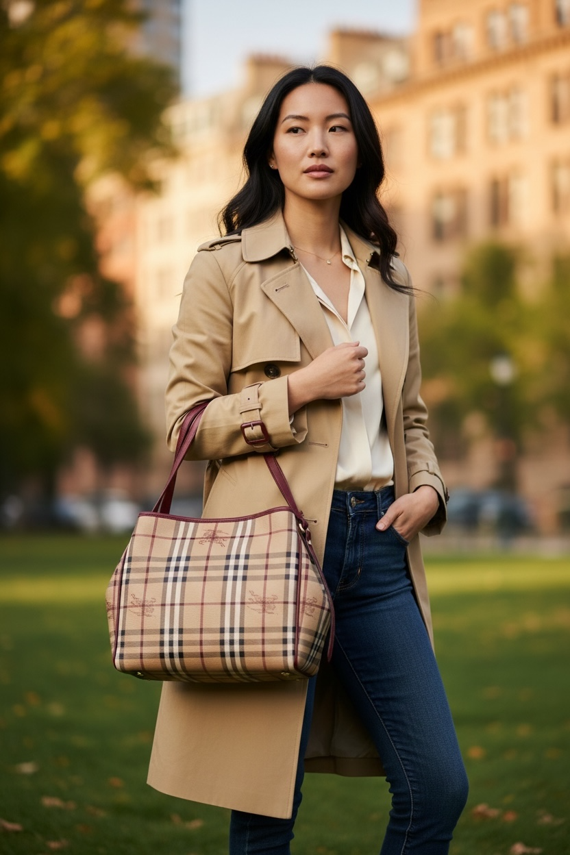 Burberry Haymarket Check Canterbury Canvas Hobo Bag Ghw (Red)
