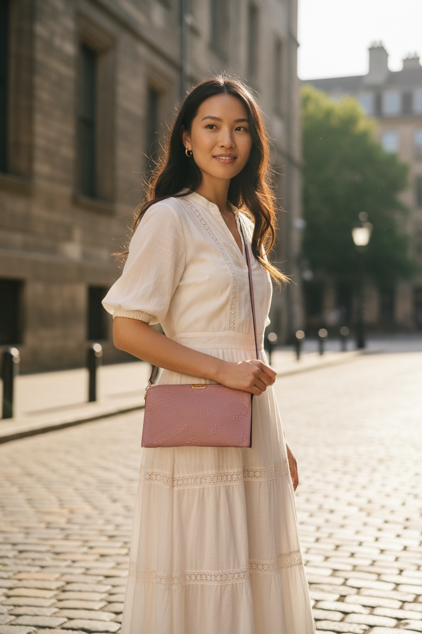 Burberry Peyton Embossed Grained Leather Crossbody Ghw (Pink)