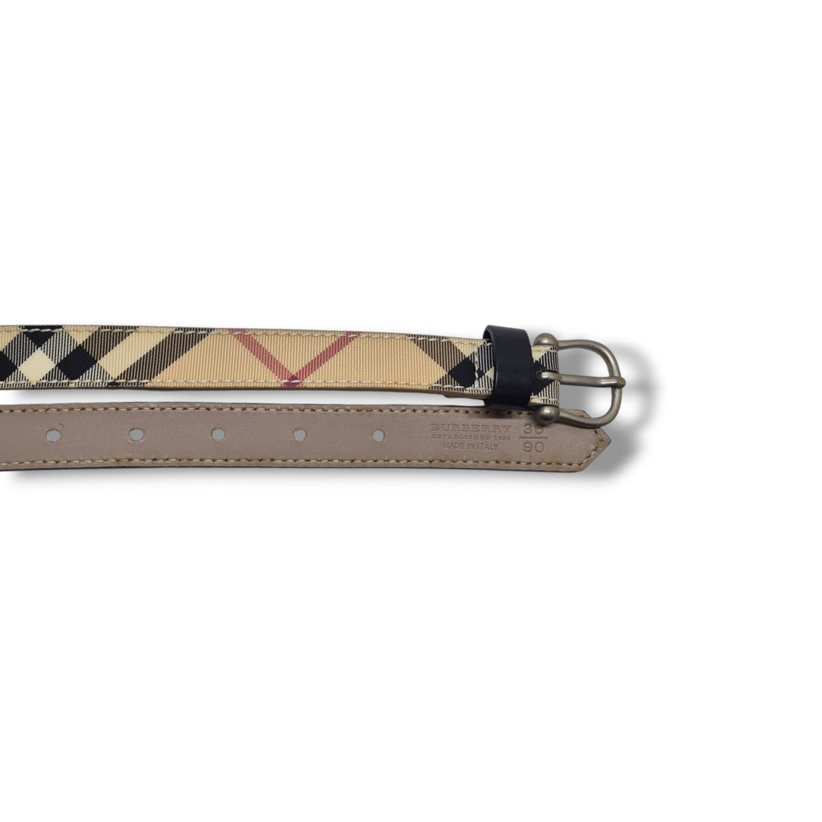 Burberry Nova Check Canvas Belt Shw (Black/Beige)