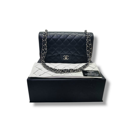 Chanel Classic Jumbo Double Flap Caviar Shw (Black)