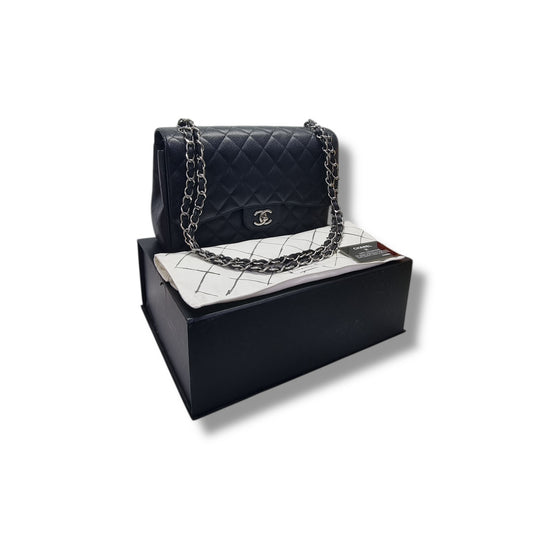 Chanel Classic Jumbo Double Flap Caviar Shw (Black)