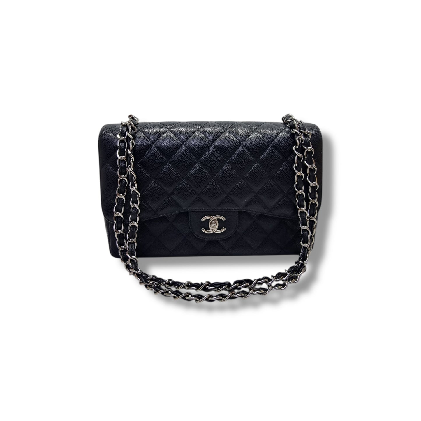 Chanel Classic Jumbo Double Flap Caviar Shw (Black)