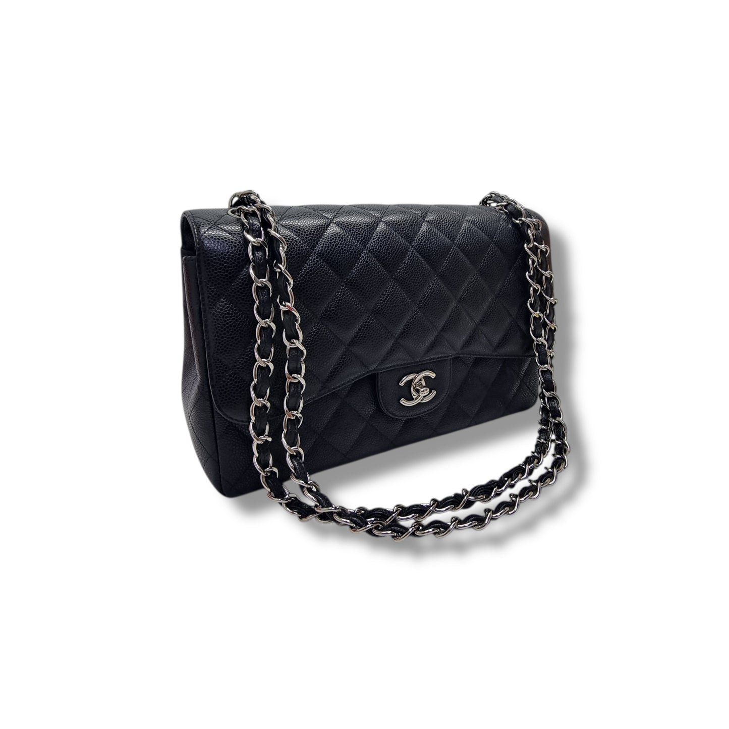 Chanel Classic Jumbo Double Flap Caviar Shw (Black)