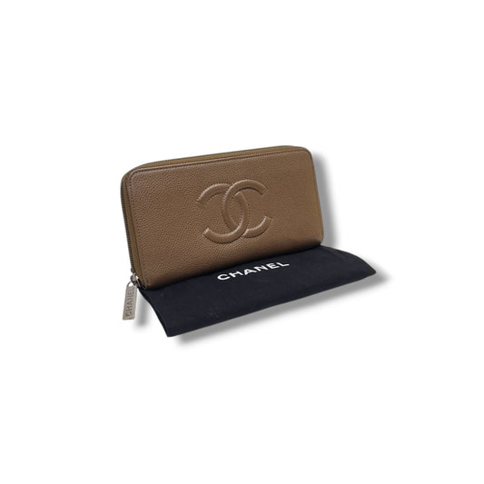 Chanel Zip Around Long Wallet Shw (Brown)