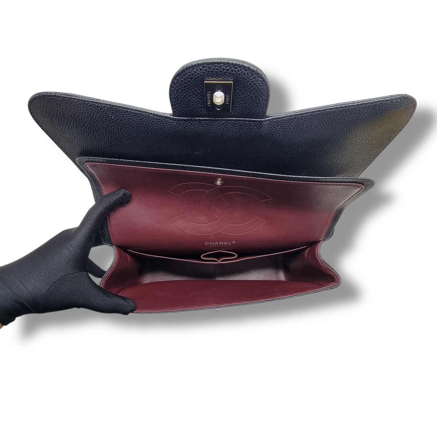 Chanel Classic Jumbo Double Flap Caviar Shw (Black)