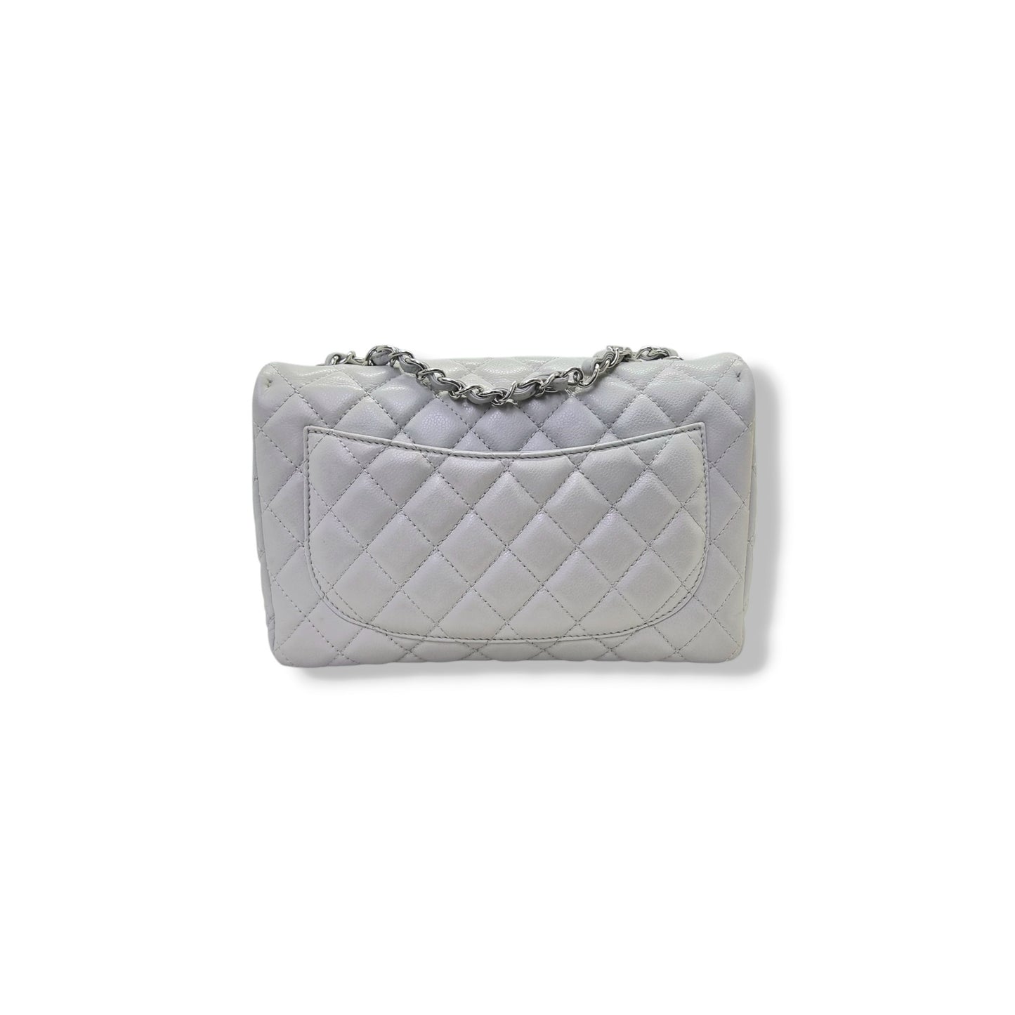 Chanel Classic Jumbo Single Flap Caviar Shw (Light Grey)