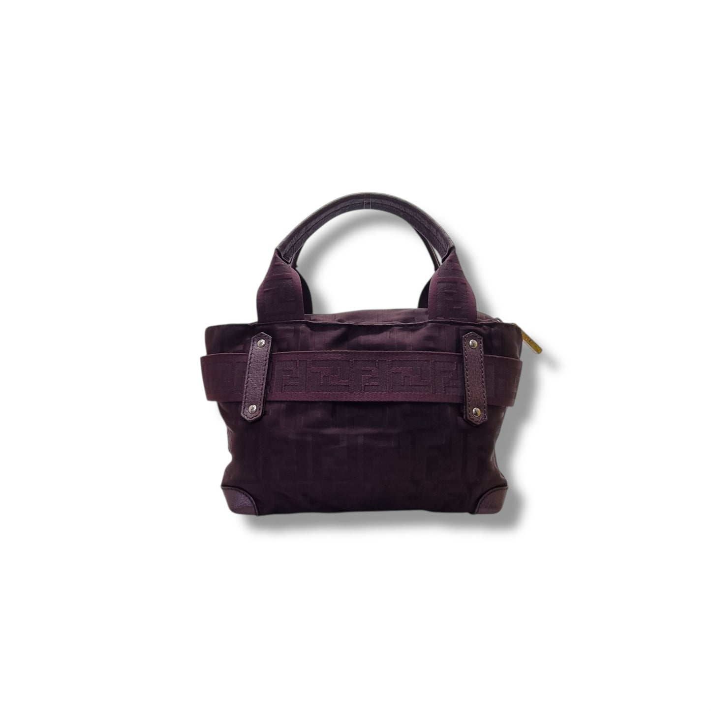 Fendi Zucca Zip Code Nylon Top Handle Shw (Burgundy)