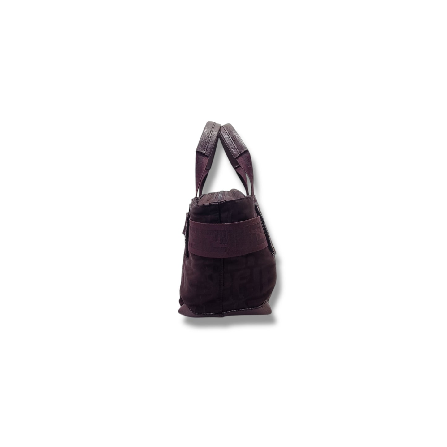 Fendi Zucca Zip Code Nylon Top Handle Shw (Burgundy)