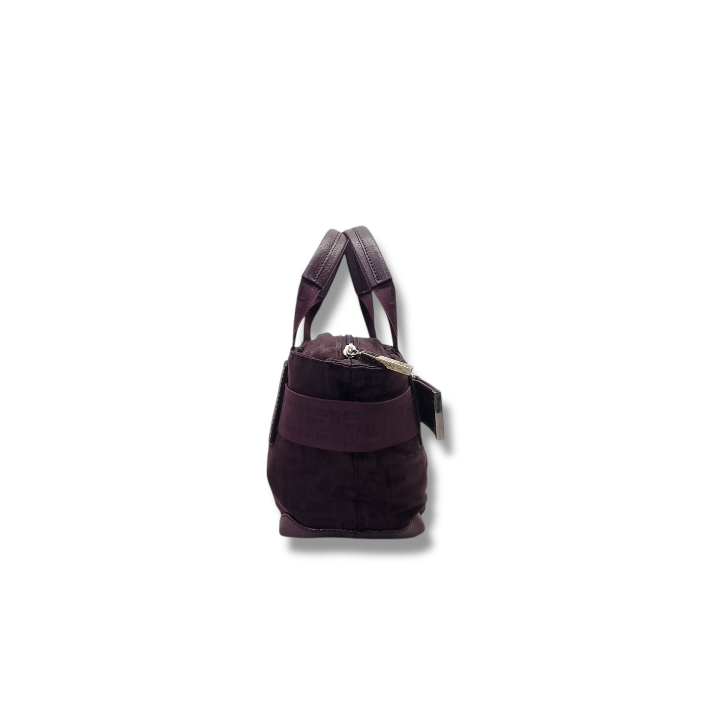 Fendi Zucca Zip Code Nylon Top Handle Shw (Burgundy)
