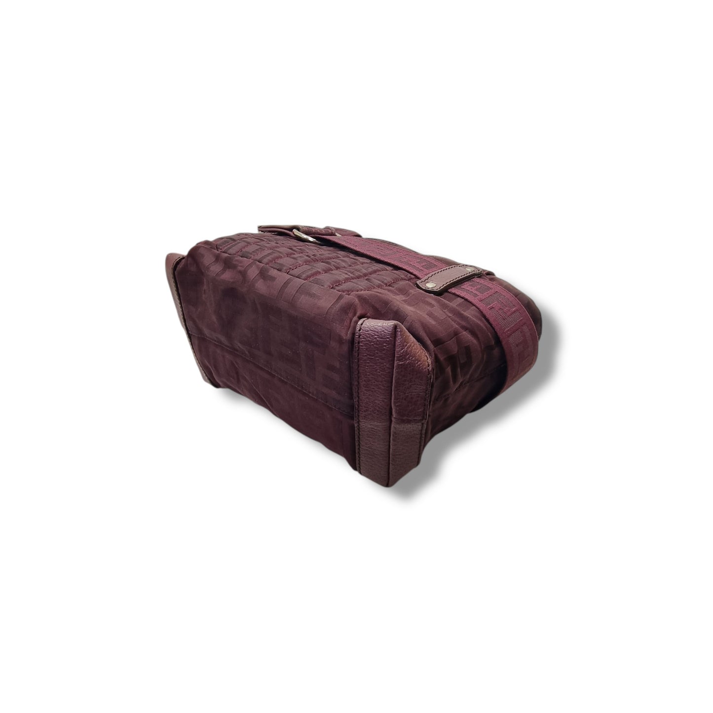 Fendi Zucca Zip Code Nylon Top Handle Shw (Burgundy)