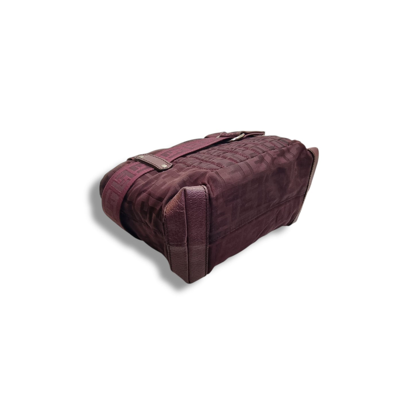 Fendi Zucca Zip Code Nylon Top Handle Shw (Burgundy)