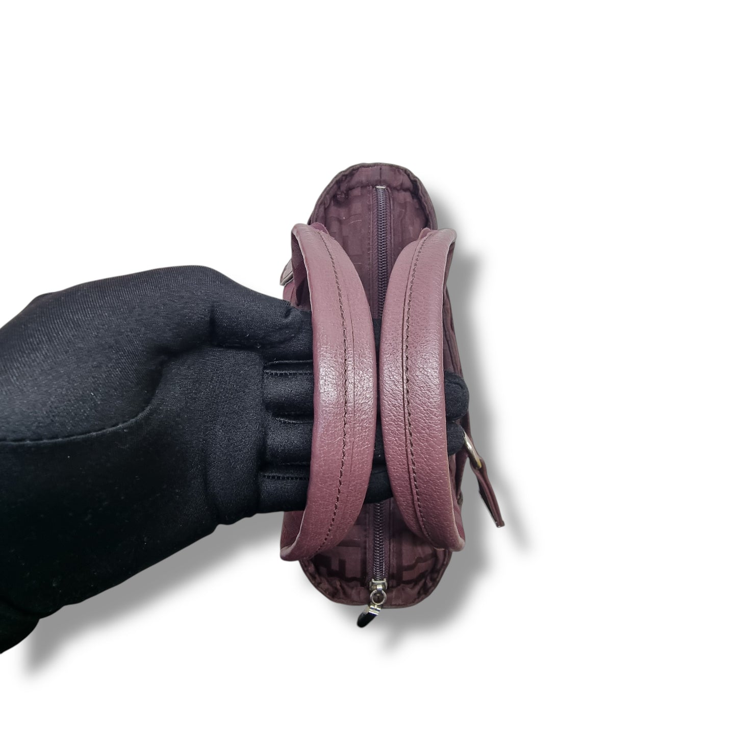 Fendi Zucca Zip Code Nylon Top Handle Shw (Burgundy)