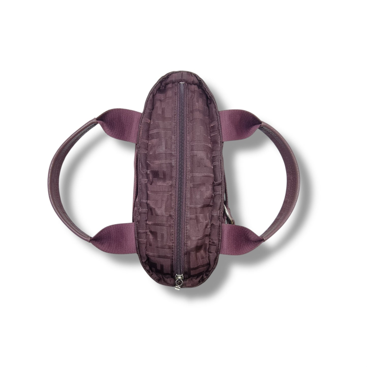 Fendi Zucca Zip Code Nylon Top Handle Shw (Burgundy)