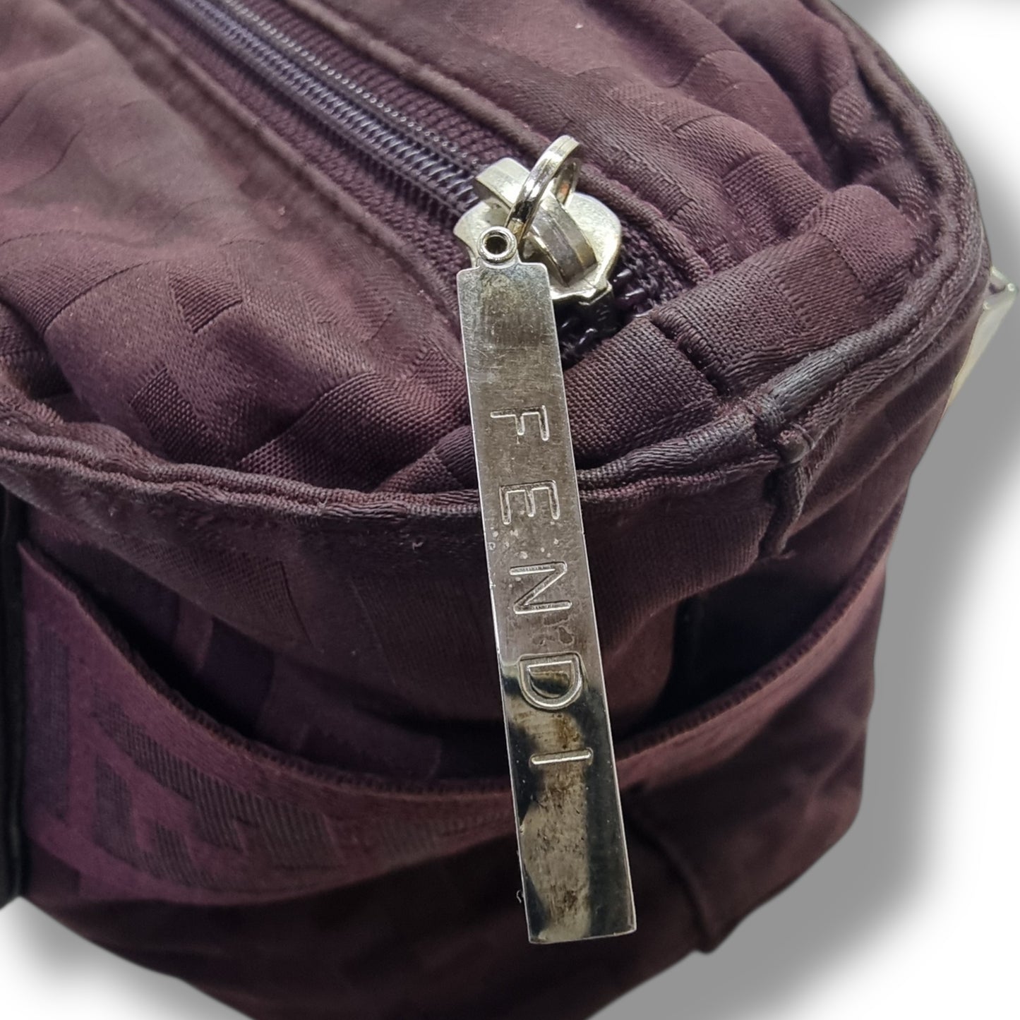 Fendi Zucca Zip Code Nylon Top Handle Shw (Burgundy)