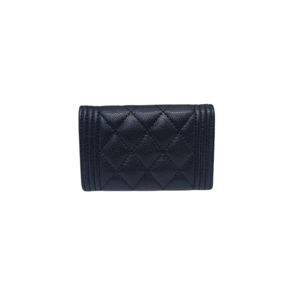 Chanel Boy Flap Card Holder Caviar Ghw (Black)