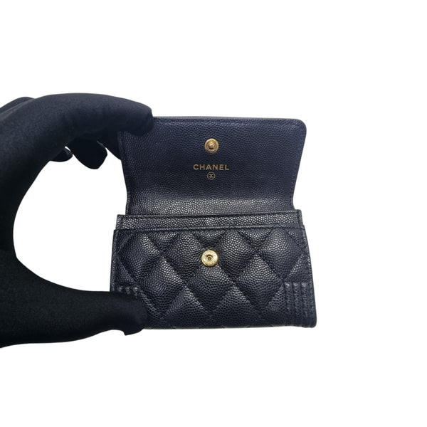 Chanel Boy Flap Card Holder Caviar Ghw (Black)