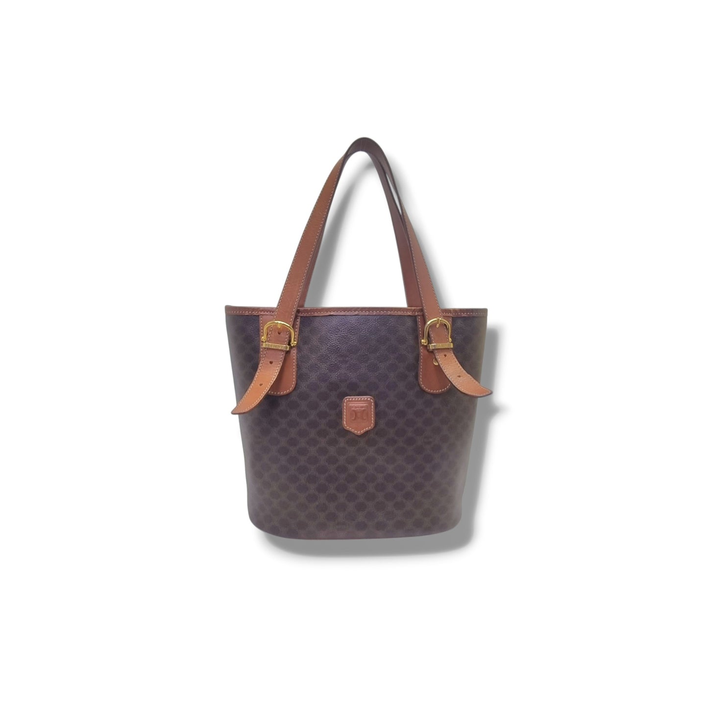 Celine Triomphe Macadam Vintage Shoulder Bag Ghw (Brown)