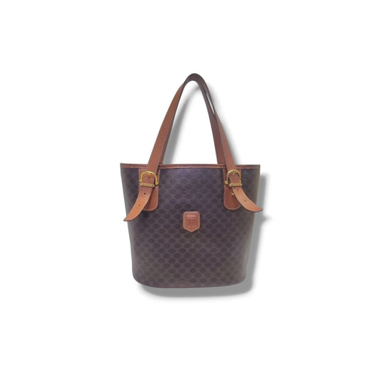 Celine Triomphe Macadam Vintage Shoulder Bag Ghw (Brown)